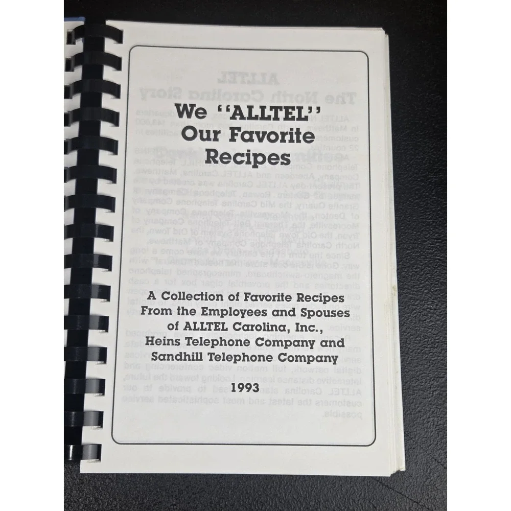 Alltel Carolina Employees Favorite Recipes Cookbook 1993‎